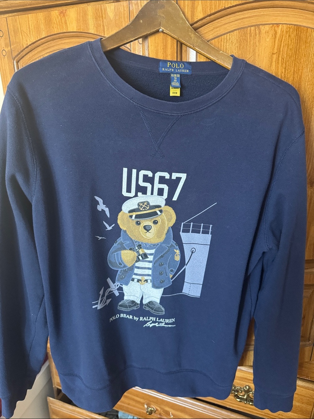 Polo by Ralph Lauren Navy Bear Graphic Crewneck Sweatshirt